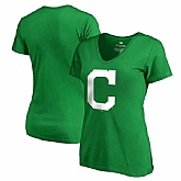 Women Cleveland Indians Fanatics Branded Kelly Green Plus Size St. Patrick's Day White Logo V Neck T-Shirt,baseball caps,new era cap wholesale,wholesale hats